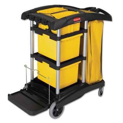 HYGEN M-fiber Healthcare Cleaning Cart, 22w x 48.25d x 44h, Black/Yellow/Silver1