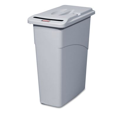 Slim Jim Confidential Document Receptacle with Lid, Rectangle, 23 gal, Light Gray1