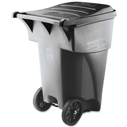 Brute Rollout Heavy-Duty Waste Container, Square, Polyethylene, 95 gal, Gray1