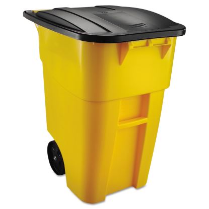 Brute Rollout Container, Square, Plastic, 50 gal, Yellow1