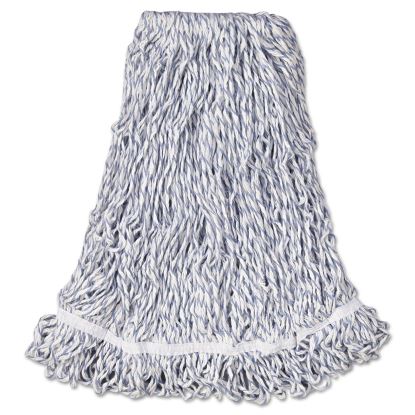 Web Foot Finish Mop, Cotton/Synthetic, White, Large, 1" White Headband, 6/Carton1