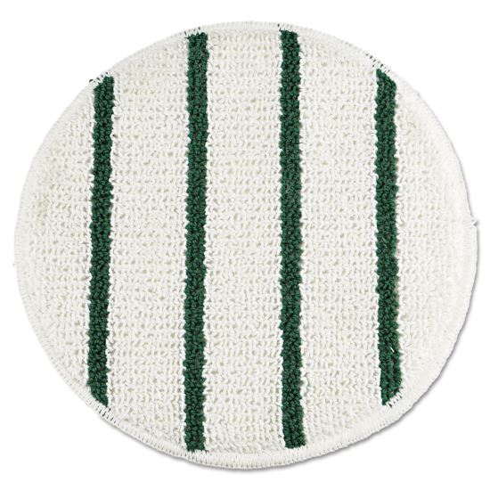 Low Profile Scrub-Strip Carpet Bonnet, 19" Diameter, White/Green, 5/Carton1