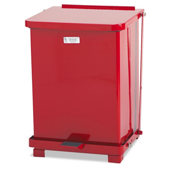 Defenders Biohazard Step Can, Square, Steel, 4 gal, Red1