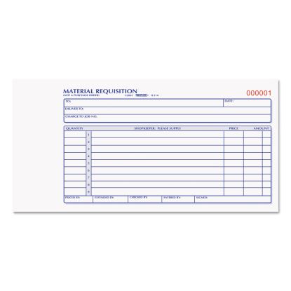 Material Requisition Book, Two-Part Carbonless, 7.88 x 4.25, 1/Page, 50 Forms1