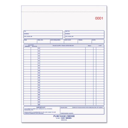 Purchase Order Book, Two-Part Carbonless, 8.5 x 11, 1/Page, 50 Forms1