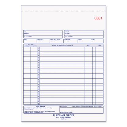 Purchase Order Book, Three-Part Carbonless, 8.5 x 11, 1/Page, 50 Forms1