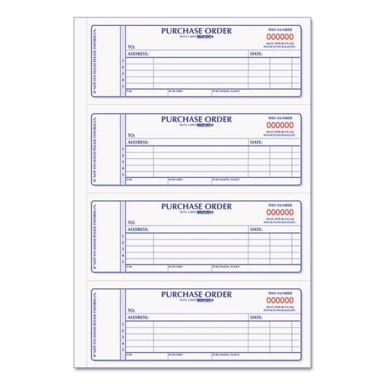 Purchase Order Book, Two-Part Carbonless, 7 x 2.75, 4/Page, 400 Forms1