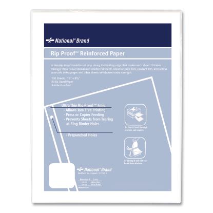 Rip Proof Reinforced Filler Paper, 3-Hole, 8.5 x 11, Unruled, 100/Pack1
