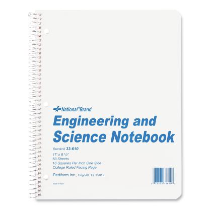 Engineering and Science Notebook, Quadrille Rule, White Cover, 11 x 8.5, 60 Sheets1