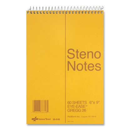Standard Spiral Steno Pad, Gregg Rule, Brown Cover, 60 Eye-Ease Green 6 x 9 Sheets1