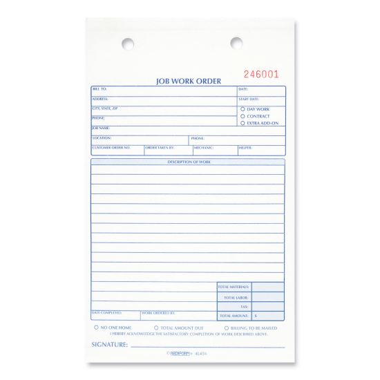 Job Work Order Book, Two-Part Carbonless, 5.5 x 8.5, 1/Page, 50 Forms1