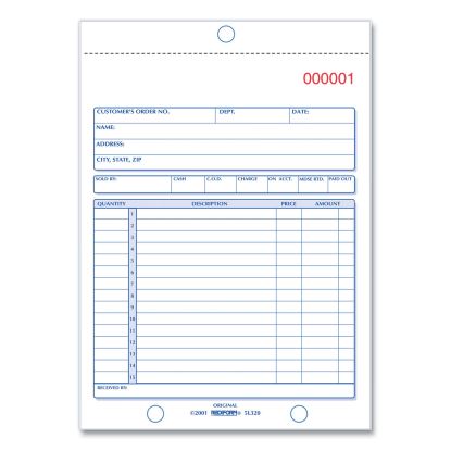 Sales Book, Two-Part Carbonless, 5.5 x 7.88, 1/Page, 50 Forms1