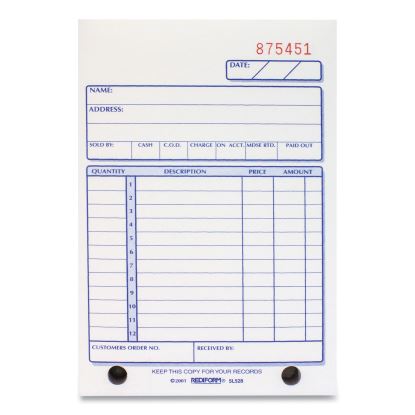 Sales Book, Three-Part Carbonless, 4.25 x 6.38, 1/Page, 50 Forms1