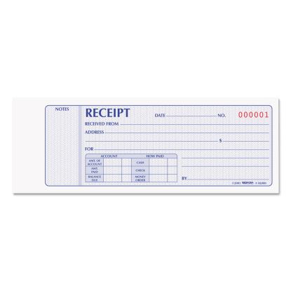 Receipt Book, Two-Part Carbonless, 7 x 2.75, 1/Page, 100 Forms1
