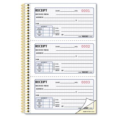 Money Receipt Book, Two-Part Carbonless, 5 x 2.75, 3/Page, 225 Forms1