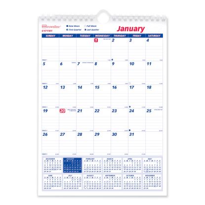 Twin-Wirebound Wall Calendar, One Month per Page, 8 x 11, White Sheets, 12-Month (Jan to Dec): 20231
