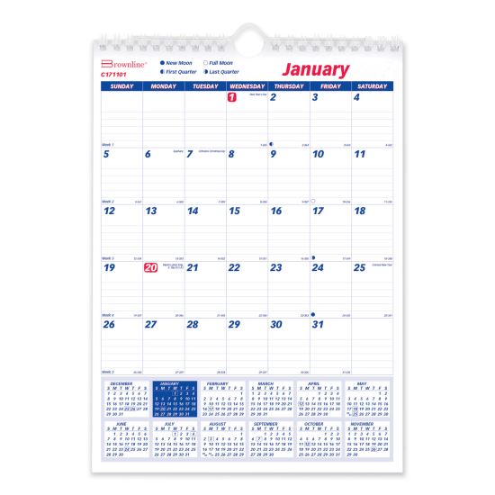 Twin-Wirebound Wall Calendar, One Month per Page, 8 x 11, White Sheets, 12-Month (Jan to Dec): 20231