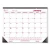 Monthly Desk Pad Calendar, 22 x 17, White/Burgundy Sheets, Black Binding, Black Corners, 12-Month (Jan to Dec): 20221
