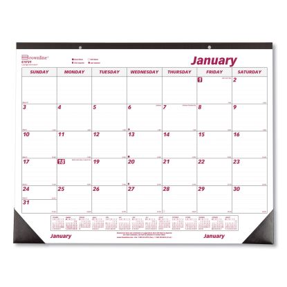 Monthly Desk Pad Calendar, 22 x 17, White/Burgundy Sheets, Black Binding, Black Corners, 12-Month (Jan to Dec): 20231