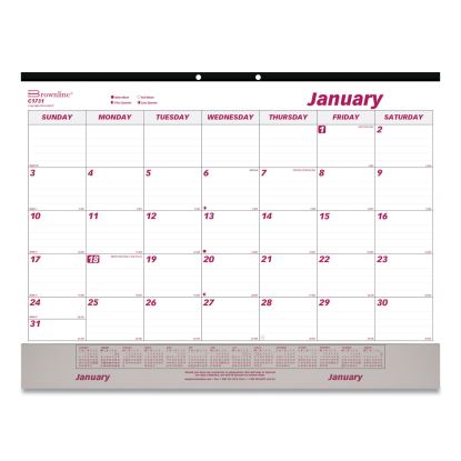 Monthly Desk Pad Calendar, 22 x 17, White/Burgundy Sheets, Black Binding, Clear Corners, 12-Month (Jan to Dec): 20221