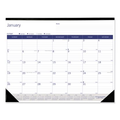 DuraGlobe Monthly Desk Pad Calendar, 22 x 17, White/Blue/Gray Sheets, Black Binding/Corners, 12-Month (Jan to Dec): 20231
