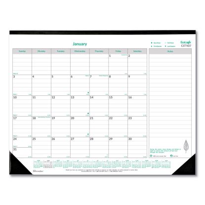 EcoLogix Monthly Desk Pad Calendar, 22 x 17, White/Green Sheets, Black Binding/Corners, 12-Month (Jan to Dec): 20231