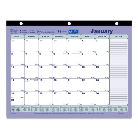 Monthly Desk Pad Calendar, 11 x 8.5, White/Blue/Green Sheets, Black Binding, 12-Month (Jan to Dec): 20231