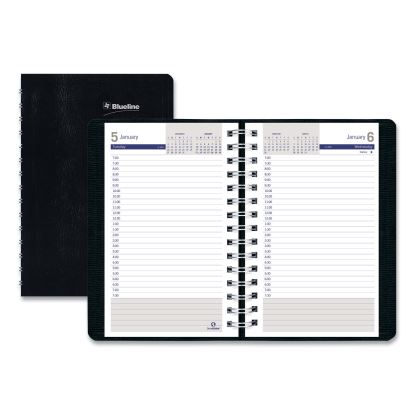 DuraGlobe Daily Planner, 30-Minute Appointments, 8 x 5, Black Soft Cover, 12-Month (Jan to Dec): 20231