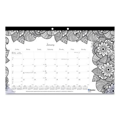 Monthly Desk Pad Calendar, DoodlePlan Coloring Pages, 17.75 x 10.88, Black Binding, Clear Corners, 12-Month (Jan-Dec): 20221