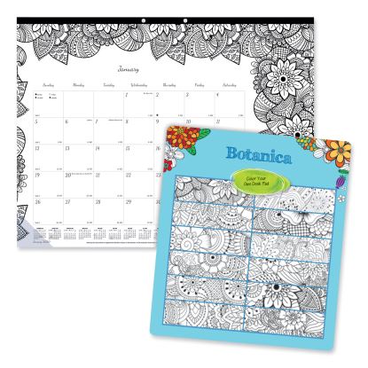 Monthly Desk Pad Calendar, DoodlePlan Coloring Pages, 22 x 17, Black Binding, Clear Corners, 12-Month (Jan to Dec): 20221