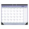 Academic Monthly Desk Pad Calendar, 21.25 x 16, White/Blue/Green, Black Binding/Corners, 13-Month (July-July): 2022-20231