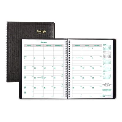EcoLogix Recycled Monthly Planner, EcoLogix Artwork, 11 x 8.5, Black Cover, 14-Month (Dec to Jan): 2022 to 20241