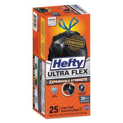 Ultra Flex Waste Bags, 30 gal, 1.05 mil, 6" x 2.1", Black, 150/Carton1