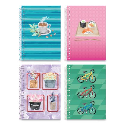Lifenotes Notebook, 1 Subject, Medium/College Rule, Assorted Covers, 7 x 5, 80 Sheets, 4/Pack1