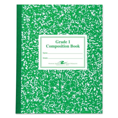 Grade School Ruled Composition Book, Manuscript Format, Green Cover, 9.75 x 7.75, 50 Sheets1