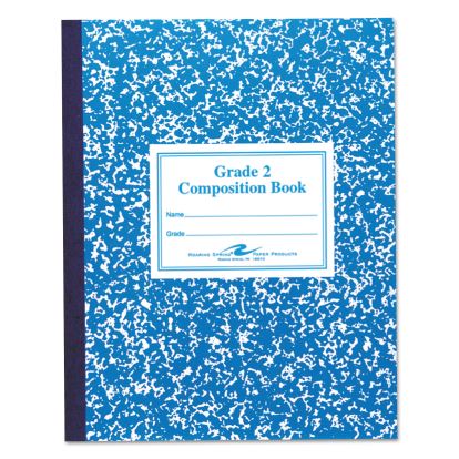 Grade School Ruled Composition Book, Manuscript Format, Blue Cover, 9.75 x 7.75, 50 Sheets1