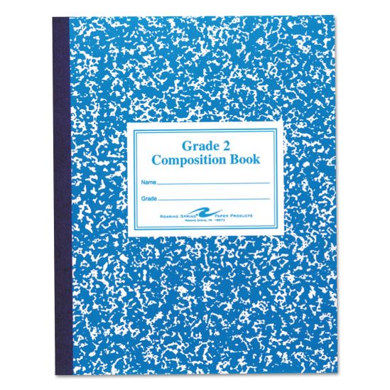 Grade School Ruled Composition Book, Manuscript Format, Blue Cover, 9.75 x 7.75, 50 Sheets1