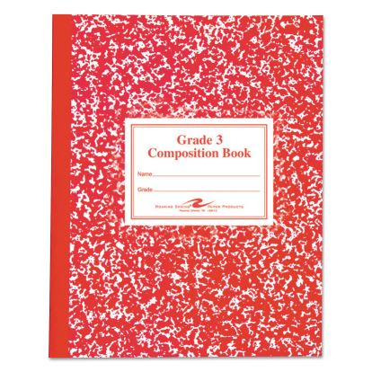 Grade School Ruled Composition Book, Manuscript Format, Red Cover, 9.75 x 7.75, 50 Sheets1