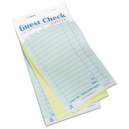 Guest Check Book, Two-Part Carbonless, 3.6 x 6.7, 1/Page, 50/Book, 50 Books/Carton1