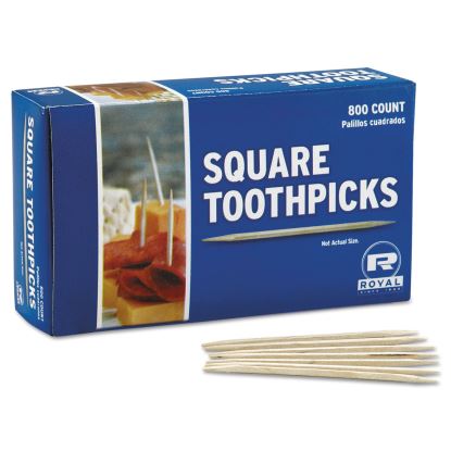 Square Wood Toothpicks, 2.75", Natural, 800/Box, 24 Boxes/Carton1