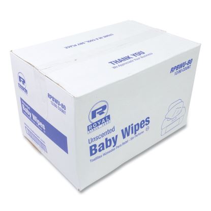 Baby Wipes Tub, White, 80/Tub, 12/Carton1