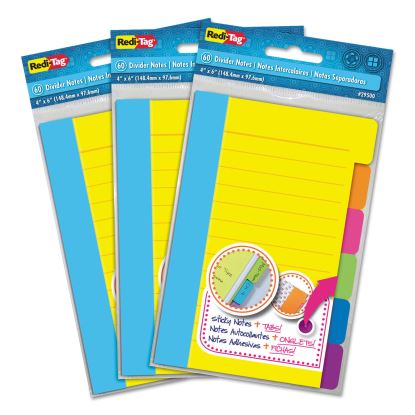Divider Sticky Notes with Tabs, Assorted Colors, 60 Sheets/Set, 3 Sets/Box1