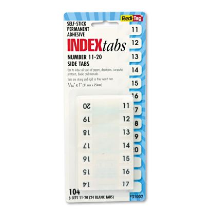 Legal Index Tabs, Preprinted Numeric: 11 to 20, 1/12-Cut, White, 0.44" Wide, 104/Pack1