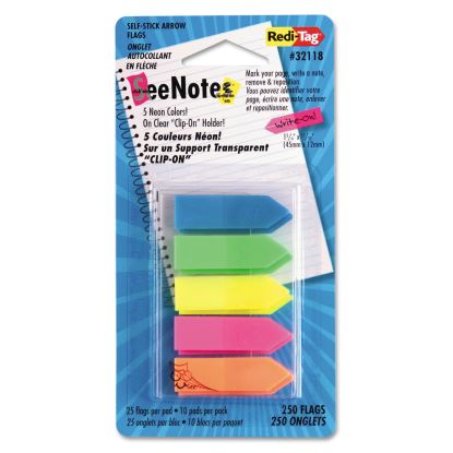 SeeNotes Transparent-Film Arrow Page Flags, Assorted Colors, 50/Pad, 5 Pads1