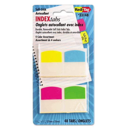 Write-On Index Tabs, 1/5-Cut, Assorted Colors, 1.06" Wide, 48/Pack1