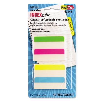Write-On Index Tabs, 1/5-Cut, Assorted Colors, 2" Wide, 48/Pack1
