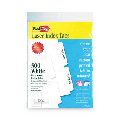 Laser Printable Index Tabs, 1/5-Cut Tabs, White, 2" Wide, 300/Pack1