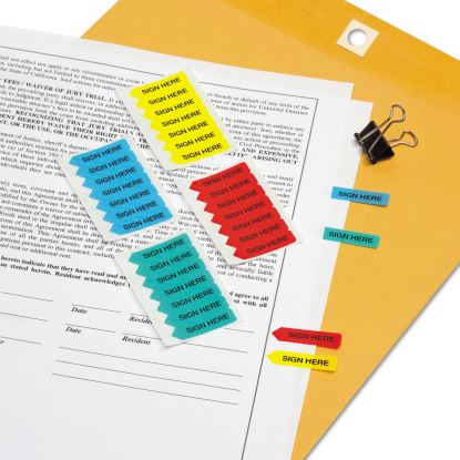 Mini Arrow Page Flags, "Sign Here", Blue/Mint/Red/Yellow, 126 Flags/Pack1