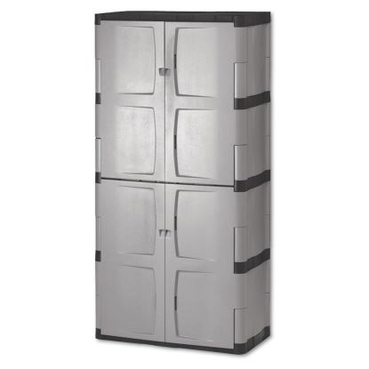 Double-Door Storage Cabinet - Base/Top, 36w x 18d x 72h, Gray/Black1