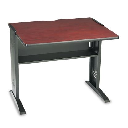 Computer Desk with Reversible Top, 35.5" x 28" x 30", Mahogany/Medium Oak/Black1